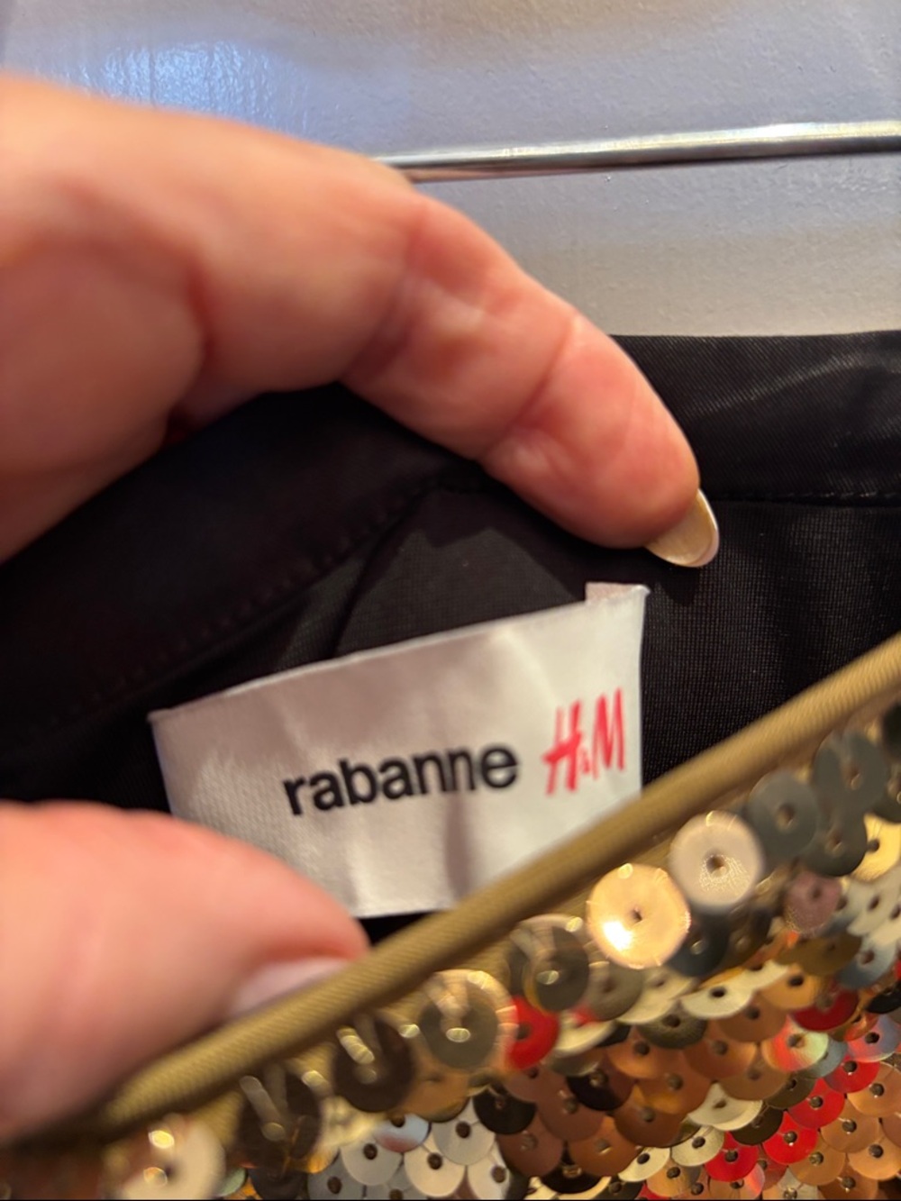 Paco Rabanne for H&M Gold Sequin A-Line Skirt with Disc Fringe - Picture 3 of 6